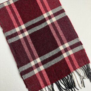 Barbarossa Italian Wool Blend Plaid Fringe Scarf